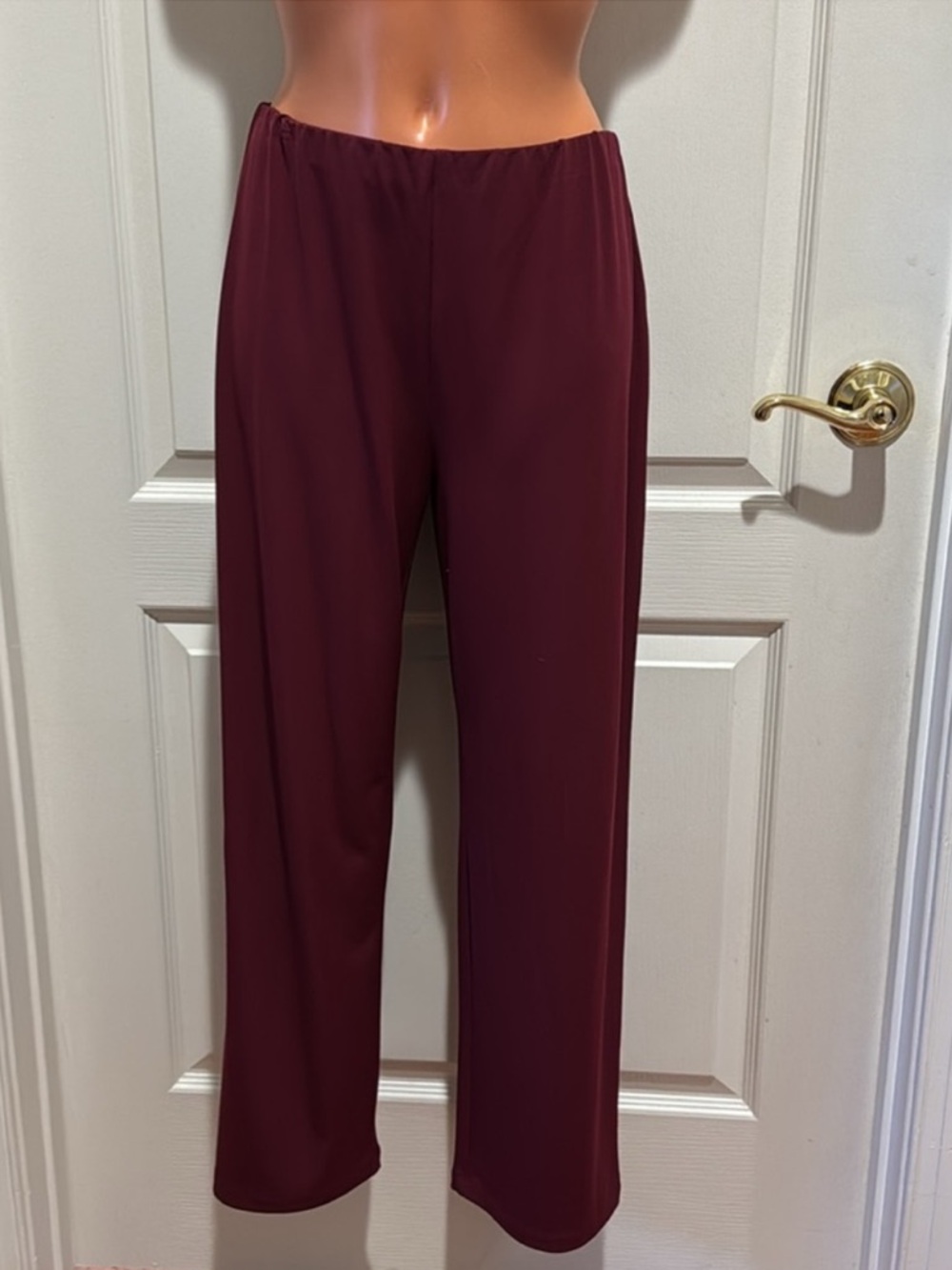 ALFANI Wide-Leg Pull-On Knit Pants Burgundy Malbec Petite Small PS SP $60 EUC